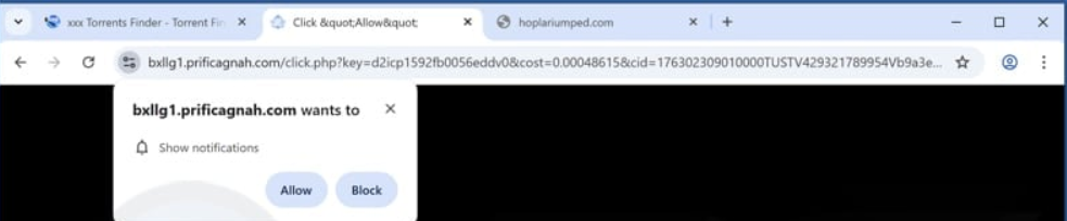 Remove Prificagnah pop-up